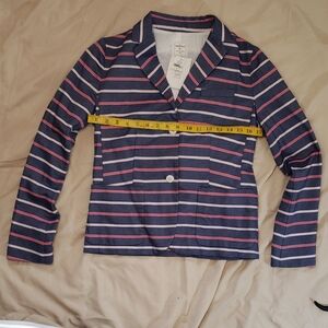 GAP Women's Blazer - Navy and Pink Stripes